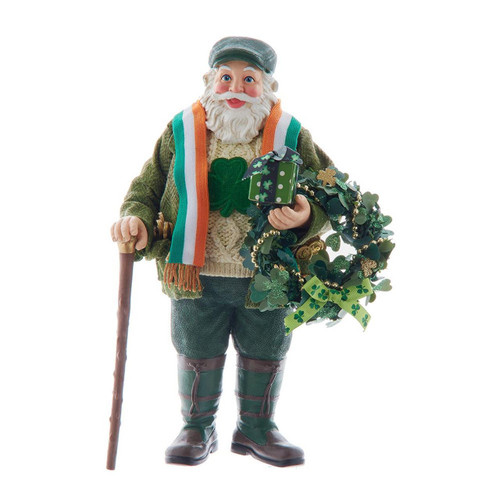 10.5“ Fabriché™ Musical Irish Santa With Wreath