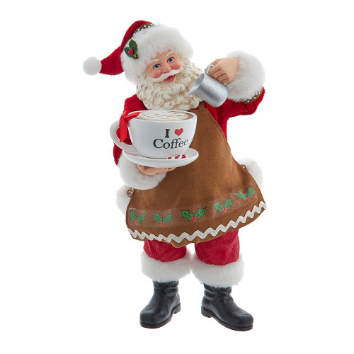 10.5“ Fabriché™ Santa With Oversized “ I Love Coffee“ Cup & Creamer