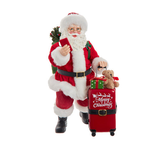 10.5“ Fabriché™ Santa With Red Luggage, 2-Piece Set