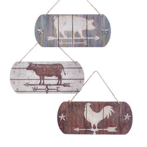 Weathervane Farm Animal Sign Ornaments, 3 Assorted