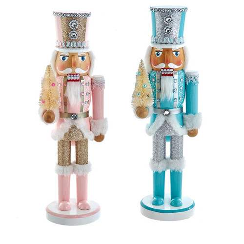 14“ Pink & Blue Soldier Nutcrackers, 2 Assorted