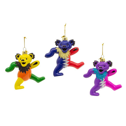 Noble Gems™ Glass Grateful Dead™ Bear Ornaments, 3-Piece Set