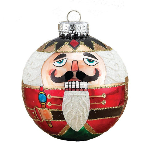 80MM Glass Nutcracker Design Ball Ornaments, 4-Piece Box