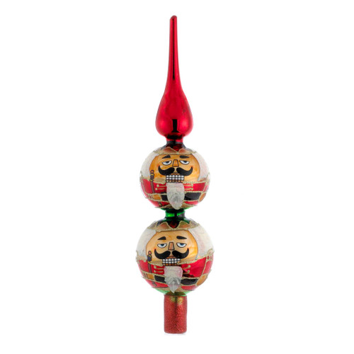 13“ Un-Lit Glass Nutcracker Finial Treetop