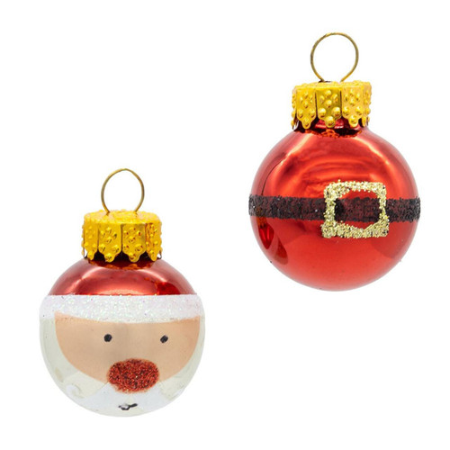 25MM Miniature Santa and Buckle Glass Ball Ornaments, 12-Piece Box