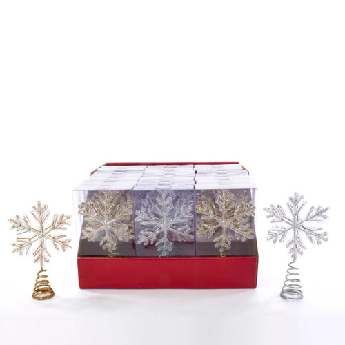 7“ Un-Lit Miniature Gold &Silver Snowflake Treetops, 2 Assorted