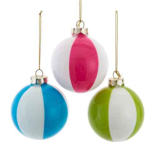 80MM Glass Beach Ball Ornaments, 3-Piece Box