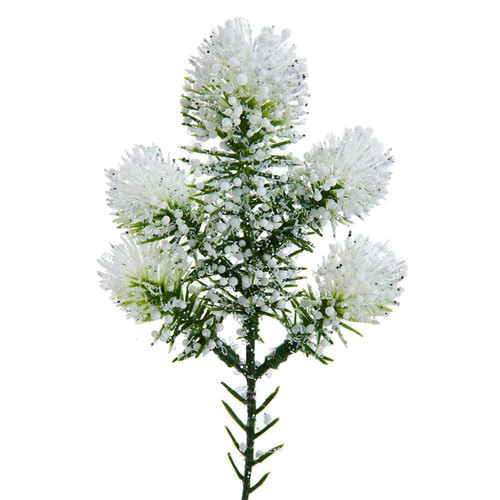 Bubble Glittered Snowball Pine Pick