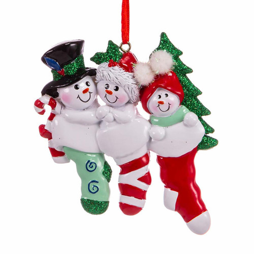 Snowman Stocking Family Of 3 Ornament For Personalization