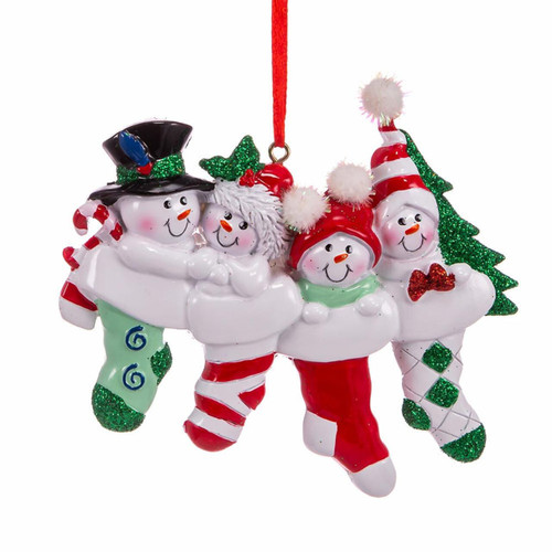 Snowman Stocking Family Of 4 Ornament For Personalization