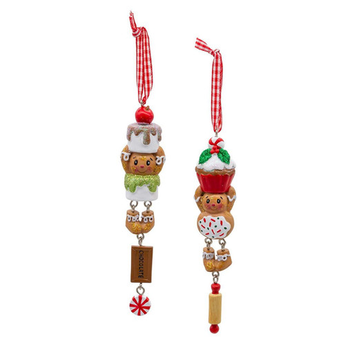 Gingerbread Boy and Girl Dangle Ornaments, 2 Assorted