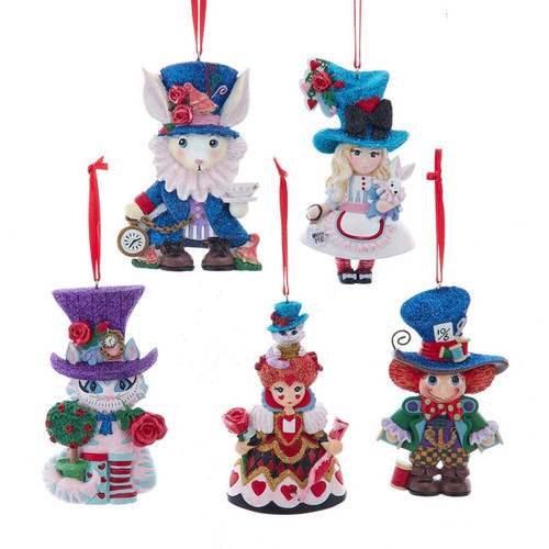 Alice In Wonderland Wooden Character Ornaments, 5-Piece Box Set