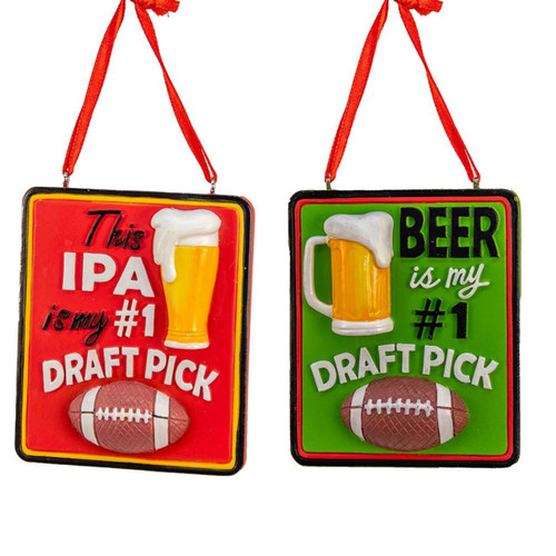 IPA & Draft Beer Ornaments, 2 Assorted