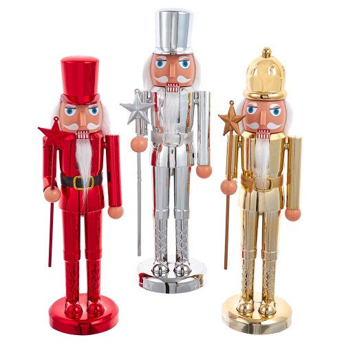 11“ King and Soldier Nutcrackers, 3 Assorted