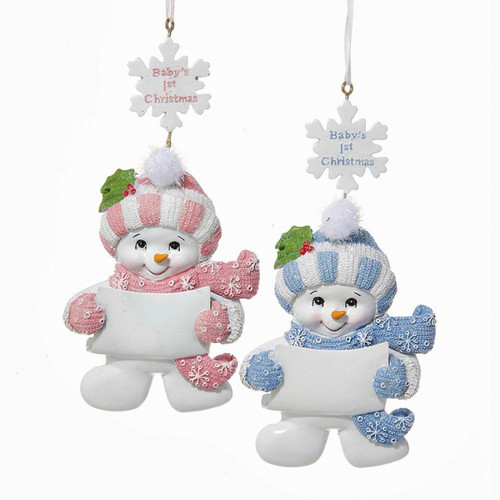 Baby's 1st Christmas Snowman Ornaments For Personalization, 2 Assorted