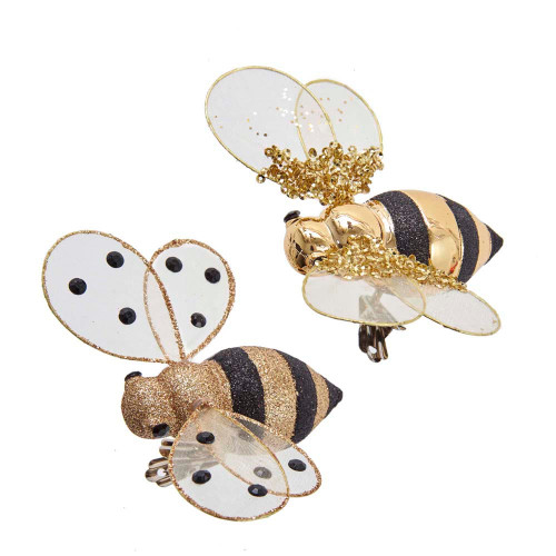 Gold Honey Bee Clip-On Ornaments, 2 Assorted