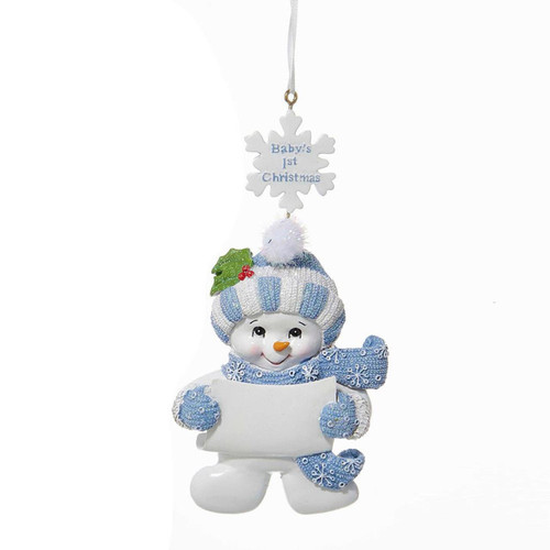 “Baby's 1st Christmas“ Snow Baby Boy Ornament For Personalization