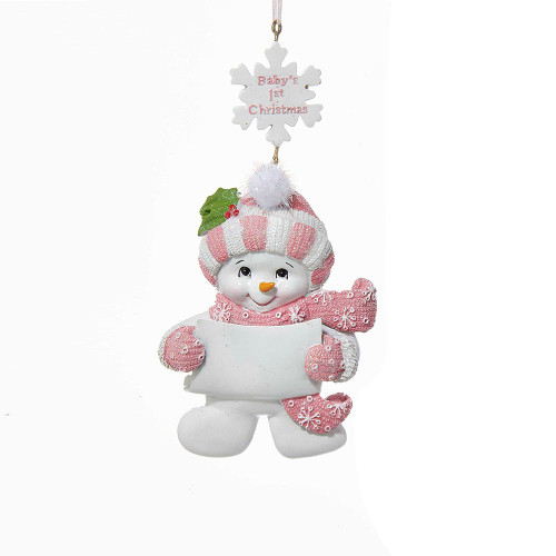 “Baby's 1st Christmas “Snow Baby Girl Ornament For Personalization
