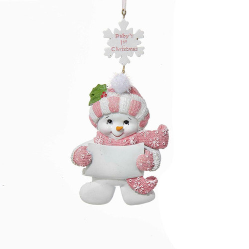 Baby's 1st Christmas Snow Baby Girl Ornament For Personalization