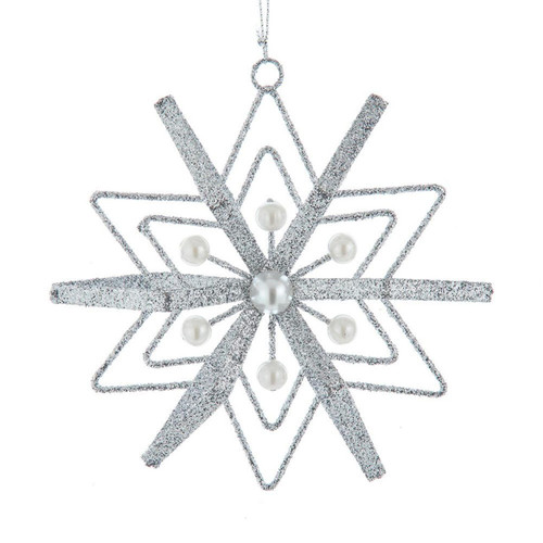 Silver Glittered Snowflake Ornament