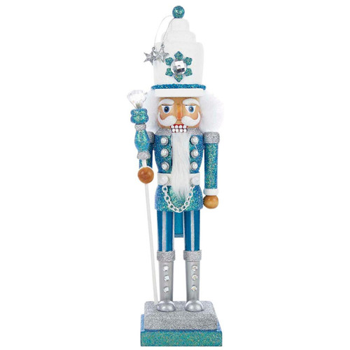 17“ Hollywood Nutcrackers™ Turquoise and White Glittered Soldier Nutcracker