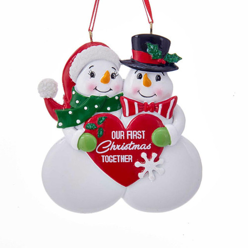 “Our 1st Christmas Together“ Snow Couple Ornament For Personalization