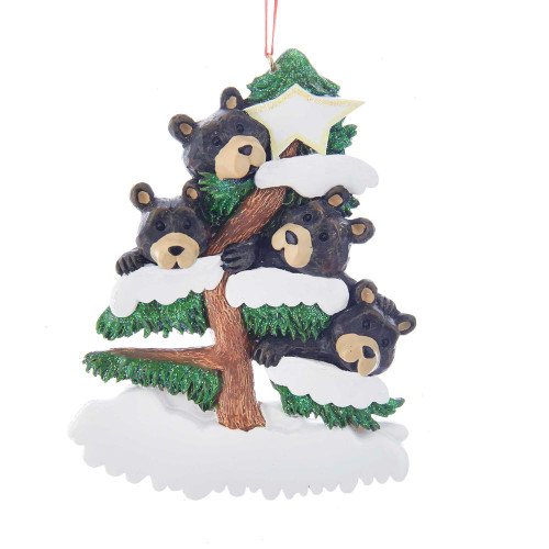 Bear Family Of 4 On Tree Ornament For Personalization