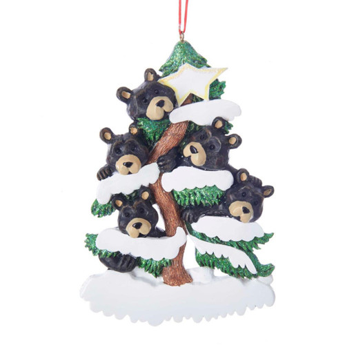 Bear Family Of 5 On Tree Ornament For Personalization