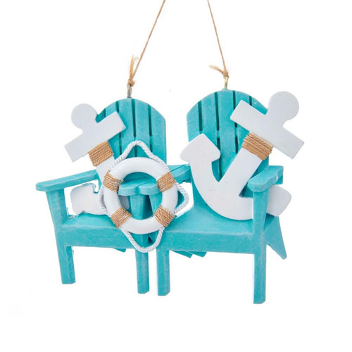 Adirondack Chair With Anchor Family Of 2 Ornament For Personalization