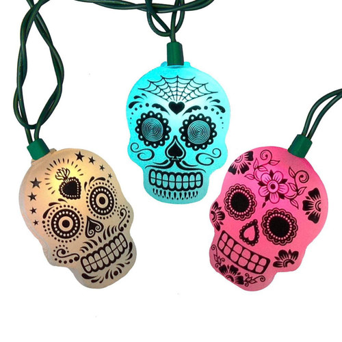 11.5' 10L RGB LED Sugar Skull Light Set