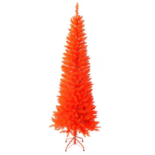 6' Pre-Lit Orange Incandescent Orange Slim Tree