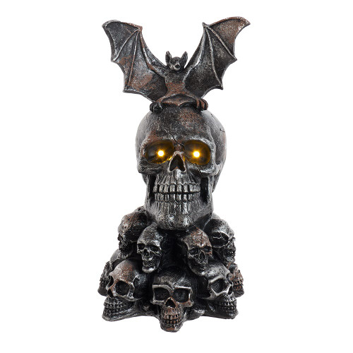11.5“ Battery Operated Bat On Skull Table Piece