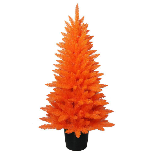 4.5' Un-Lit Halloween Orange Potted Tree