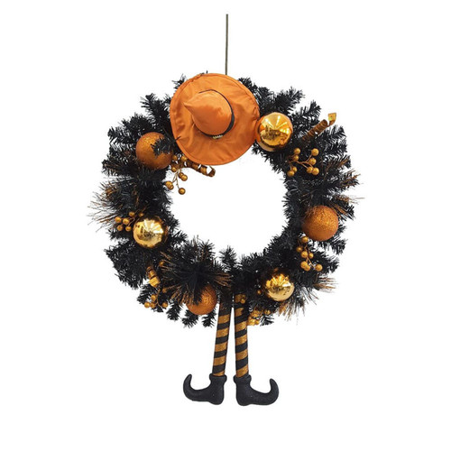 33“ Un-Lit Orange Halloween Wreath