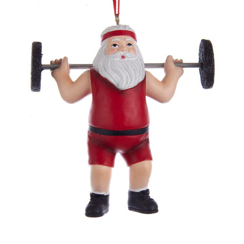 Santa Weightlifter Ornament