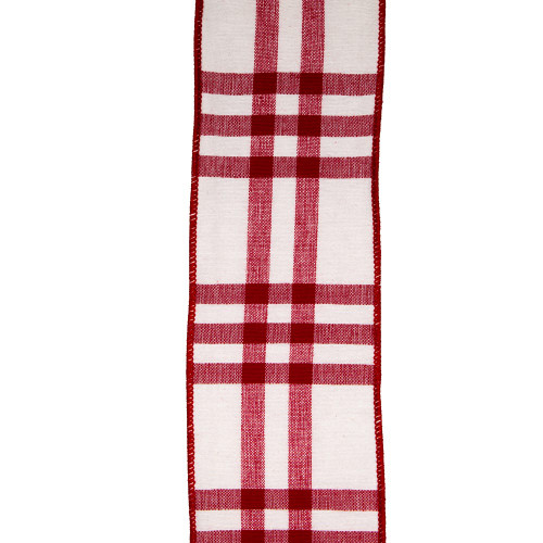Red and White Plaid Check Double Wire Ribbon