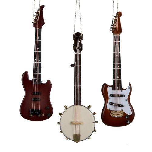 Electric Guitar and Banjo Ornaments, 3 Assorted