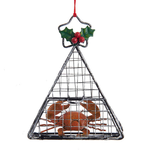 Wire Cage With Crab Ornament