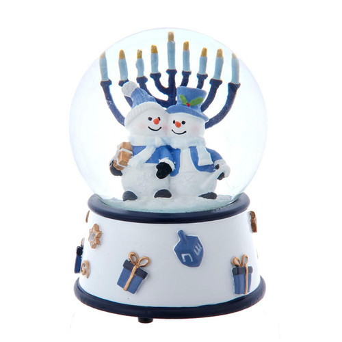 100MM Musical Wind-Up Hanukkah Snowman Water Globe