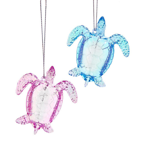 Iridescent Sea Turtle Ornaments, 2 Assorted