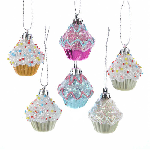 2“ Shatterproof Cupcake Ornaments, 6-Piece Set