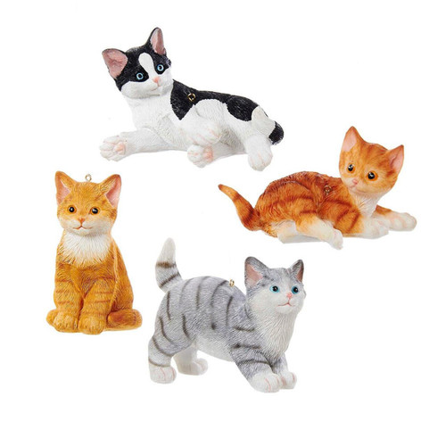 Cat Ornaments, 4 Assorted