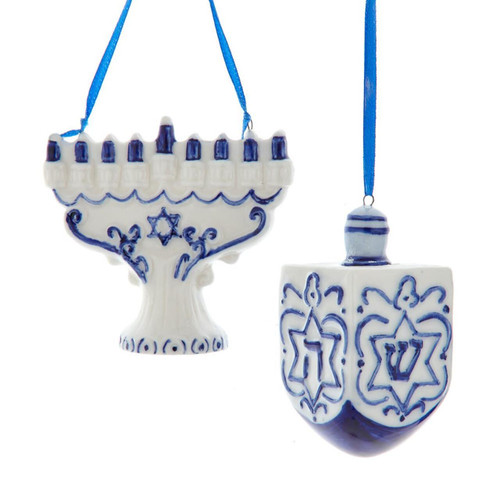 Porcelain Hanukkah Ornaments, 2 Assorted
