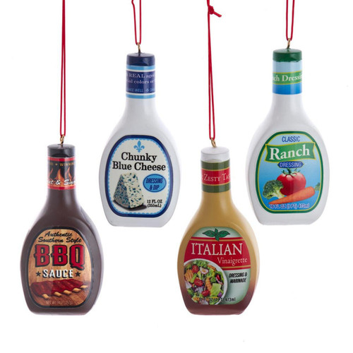 Condiment Bottle Ornaments, 4 Assorted