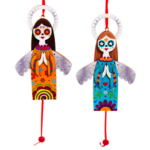 Day Of The Dead Angel Ornaments, 2 Assorted