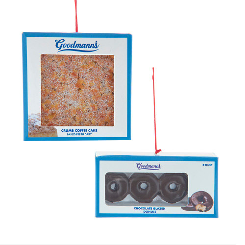 Boxed Crumb Coffee Cake & Donuts Ornaments, 2 Assorted