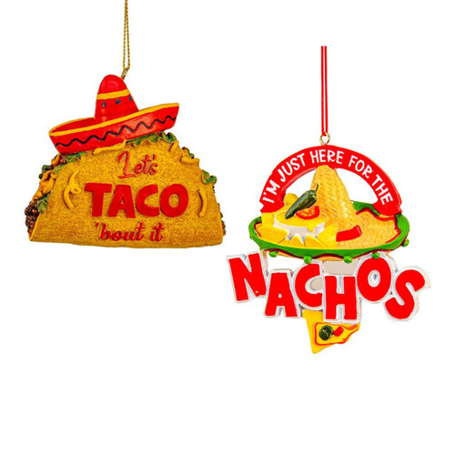 Nachos & Taco Ornaments, 2 Assorted