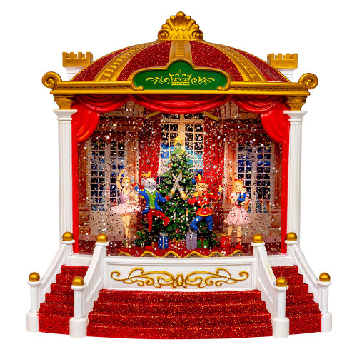 9.25“ Battery Operated USB LED Lighted Ballet Theater Lantern With Spinning Glitter Water