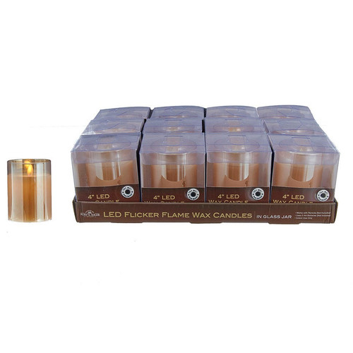 4“ Battery-Operated Small Flicker Flame Candle In Glass Jar