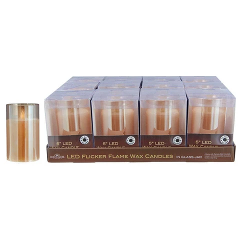5“ Battery-Operated Medium Flicker Flame Candle In Glass Jar